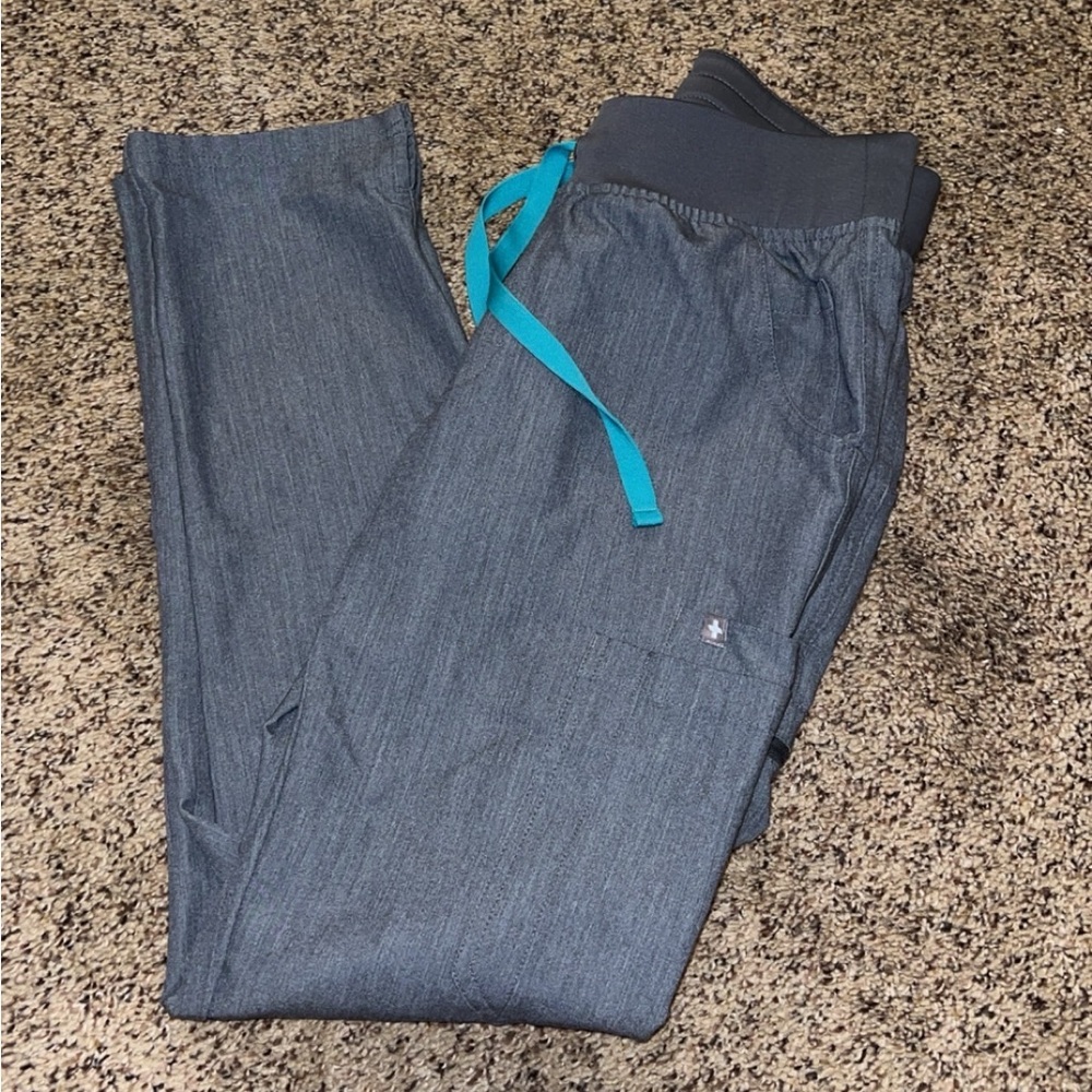 Figs Grey Jogger Pants with Blue Drawstring